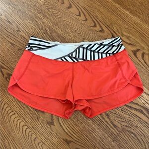 Lululemon Red Athletic Speed Up 2.5” Shorts with Striped Waistband